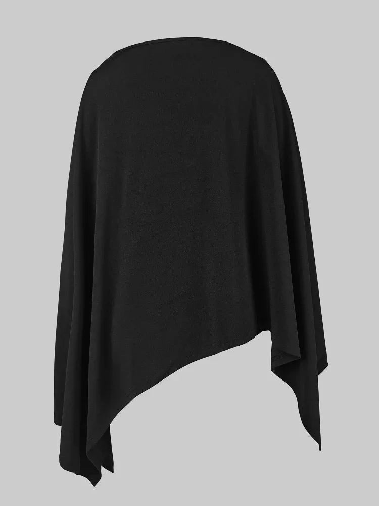 Beautyblue Black Women's T-Shirts Asymmetric Batwing Sleeves Tops New Casual One-Shoulder Loose Comfortable Female Blouses