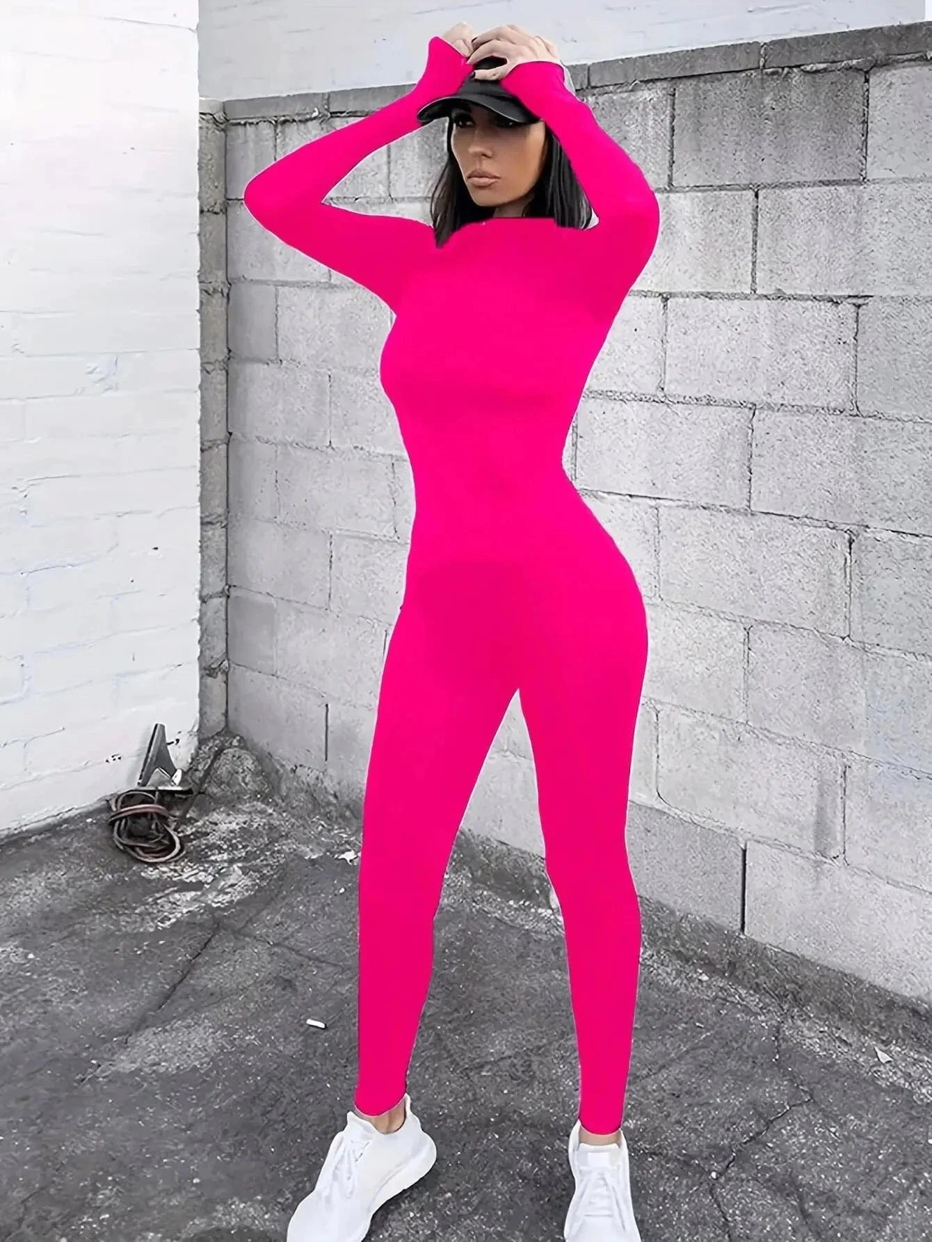 2024 Spring Women Sexy Jumpsuit Streetwear Long Sleeve Bodycon Solid Sport Fitness Jumpsuits Romper Overalls For Women Body Suit