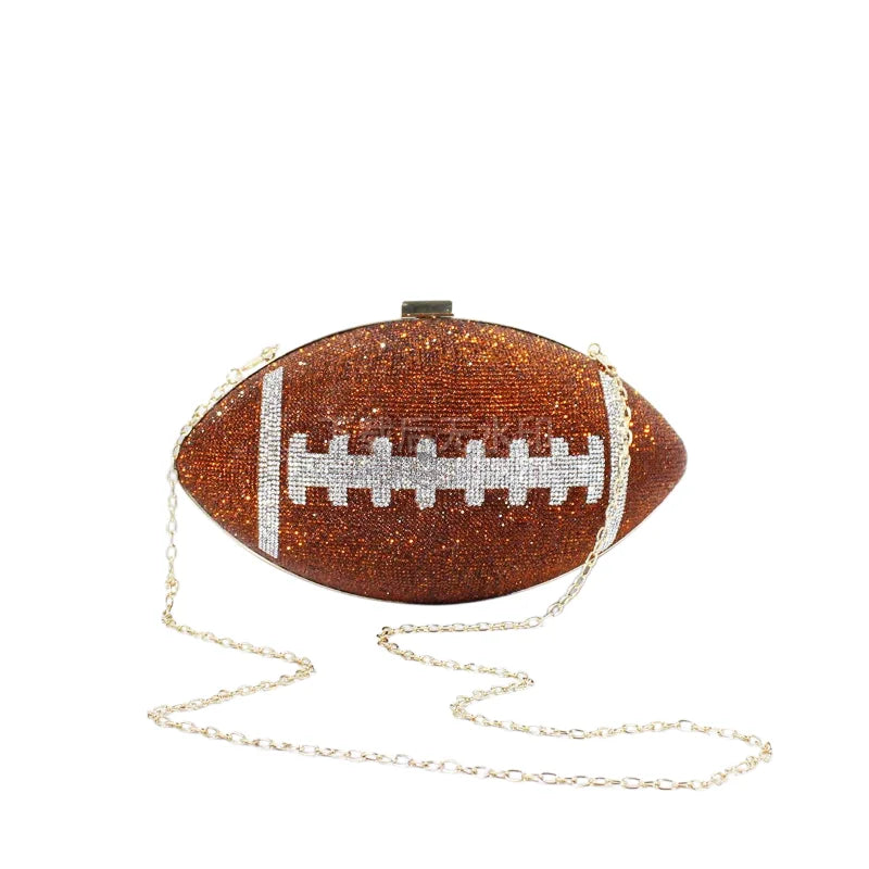 Football-Shaped Evening Minaudière - Exquisite High-End Banquet Purse for Dance Events Versatile Shoulder Messenger Bag