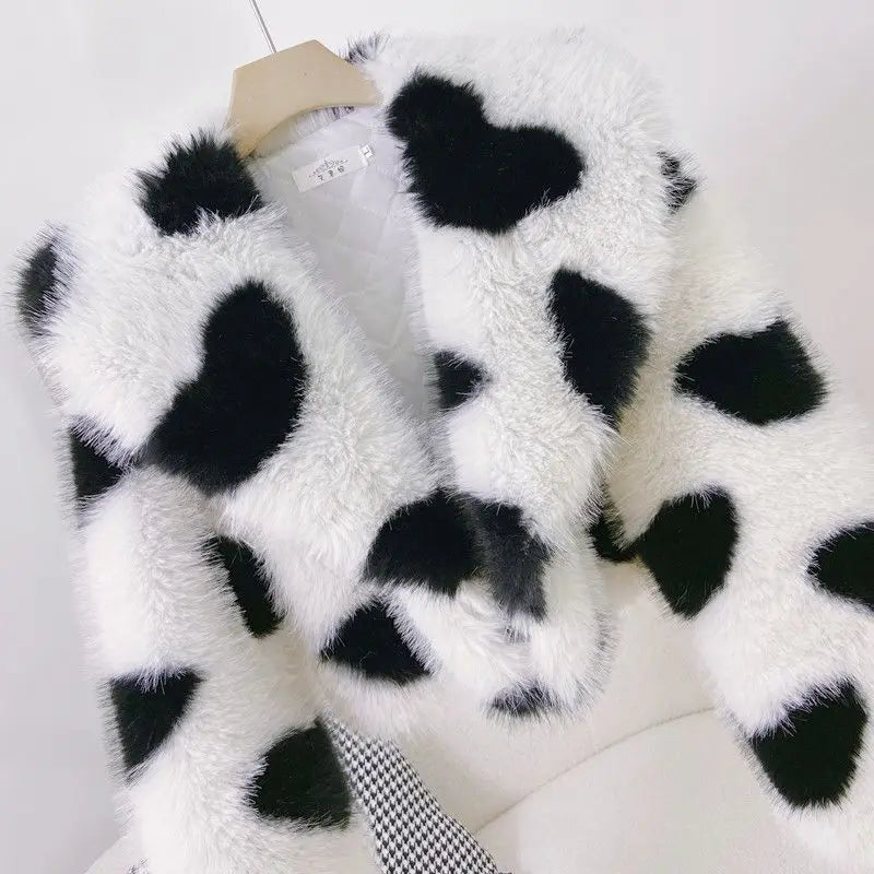 Fur Coat Women's Jacket Navy Collar Love Clothing 2025 Autumn Winter