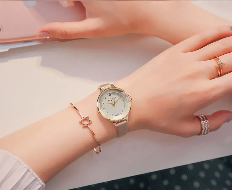 Thin Lady Women's Watch Fine Fashion Luxury Style Hours Dress Bracelet Leather Classic Girl Birthday Gift Julius No Box