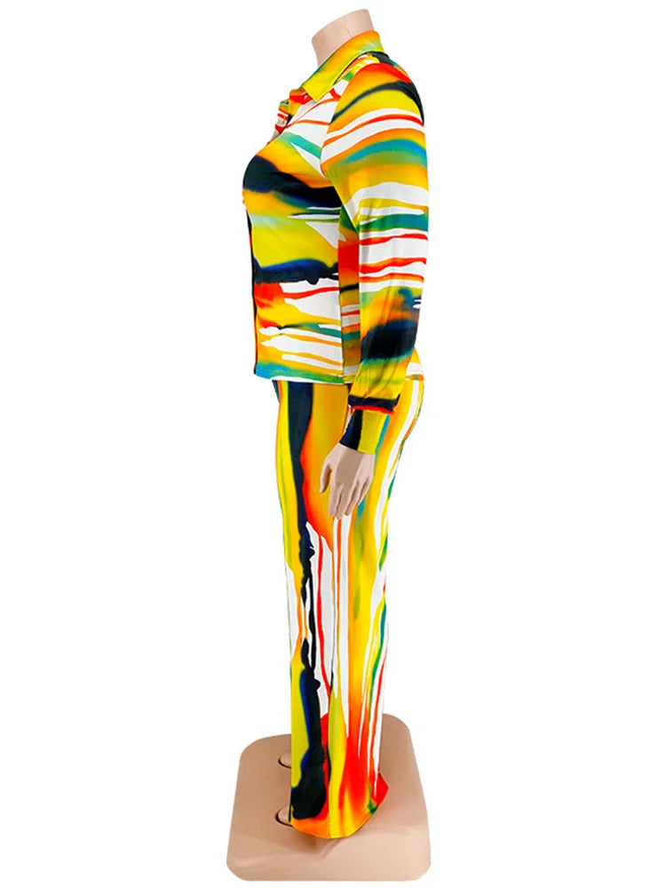 Wmstar Plus Size Two Piece Outfits Women Fall Clothing Tie Dye Top and Pants Leggings Matching Set Wholesale Dropshipping 2022