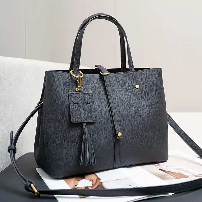 Female Soft Natural Cowhide Handbags Women Cow Genuine Leather Shoulder Bag Ladies Fashion Designer Luxury Retro Crossbody Bags