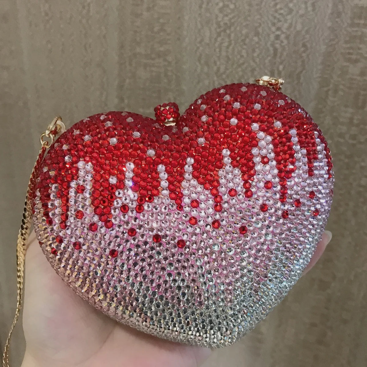 Rhinestone Heart Shaped Evening Clutch Handbag for Women