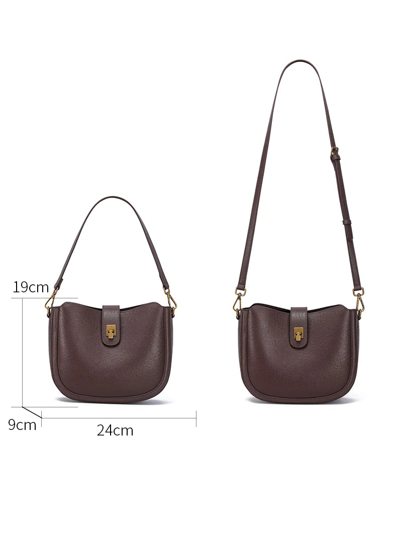 Women‘s Cowhide Genuine Leather Shoulder Bag Ladies Soft Natural Cow Leather Handbag Female Fashion Luxury Design Crossbody Bags
