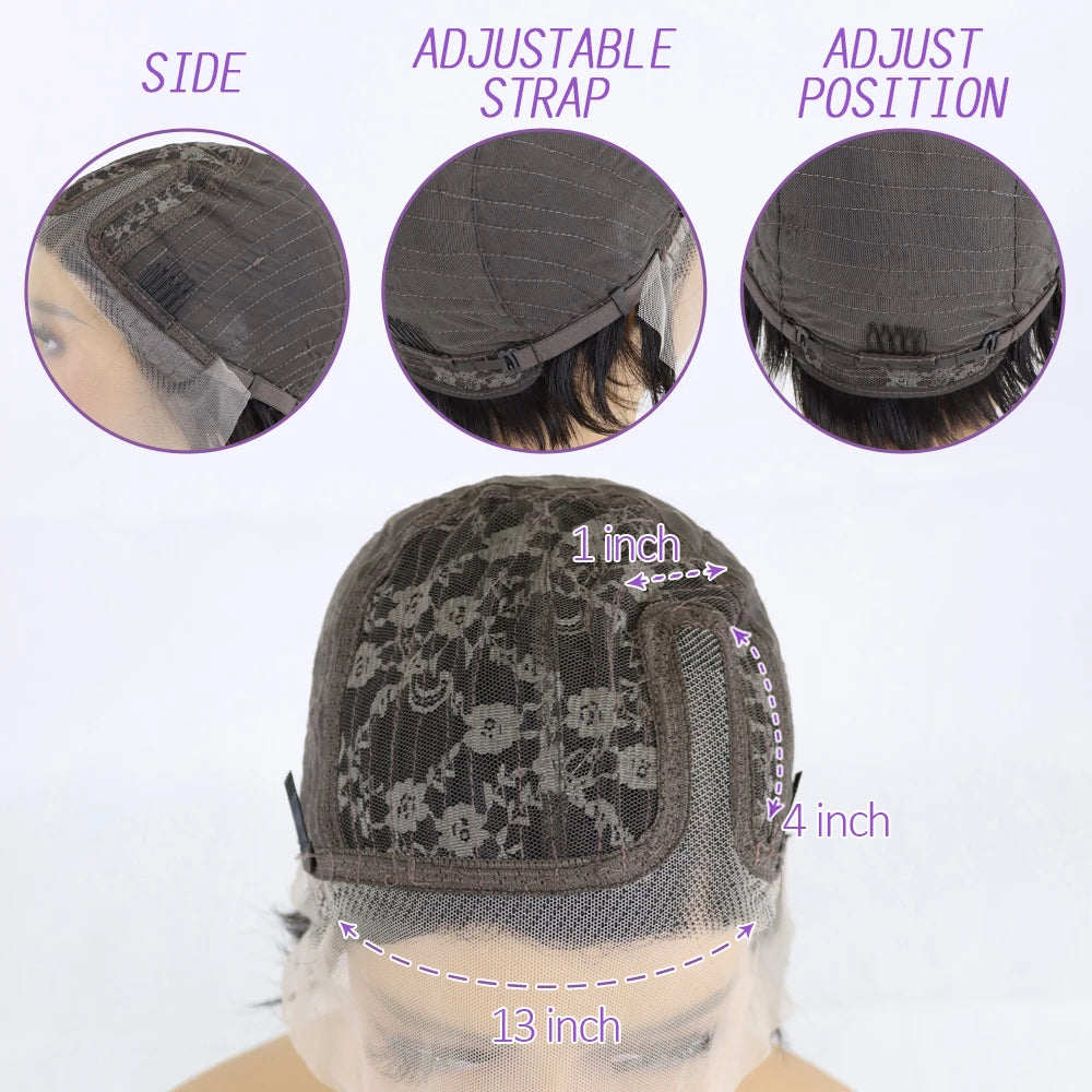 Pixie Cut Wig 13x1 Transparent Lace Human Hair Wigs Natural Color 4/27 For Women Short Bob Wig T Part Lace Wig