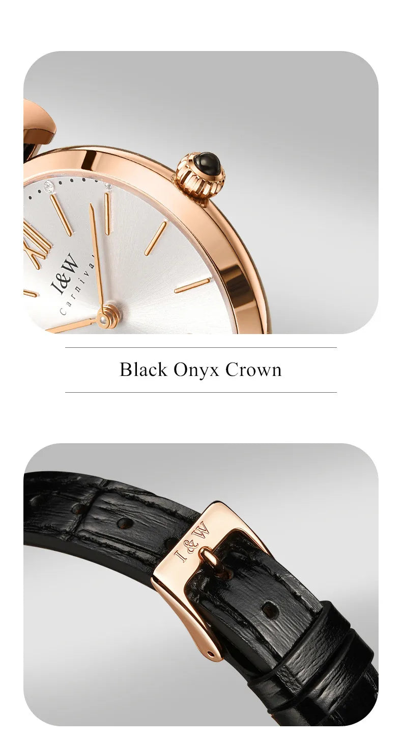 Montres Femmes CARNIVAL Brand Fashion Watches Ladies Luxury Girls Rose Gold Quartz Wrist Watch for Women Waterproof Reloj Mujer