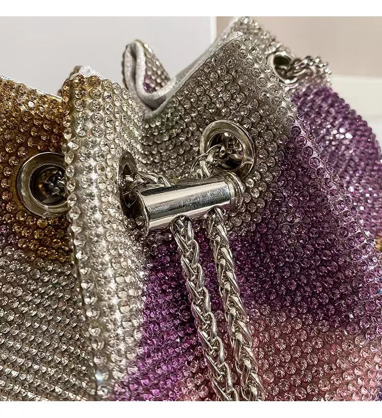 Luxury Designer Women's Handbag Crystal Shiny Rhinestones Diamond Evening Bag Wedding Party Clutch Purse Shoulder Crossbody Bag