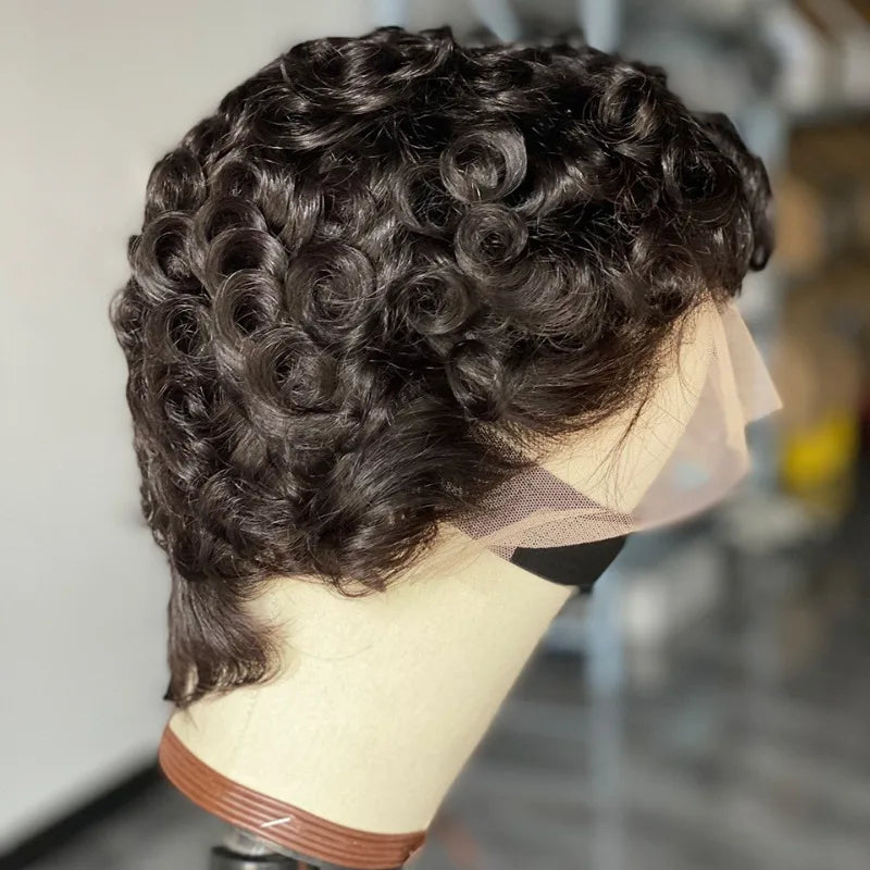 Pixie Cut 13x4 Lace Frontal Human Hair Wig for Women 180% Density 4inches Pre-plucked with Baby Hair Natural Hairline Remy Hair