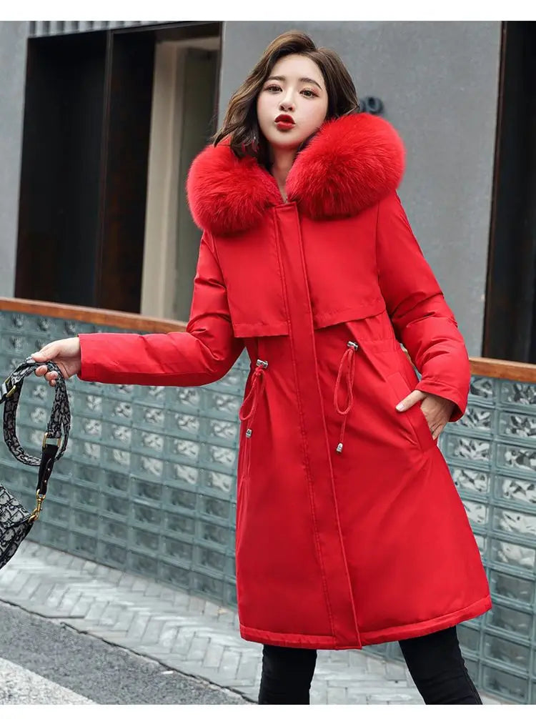 2025 New Parkas Women's Long Coat Winter Jacket Overcoming Plush Cotton Jacket