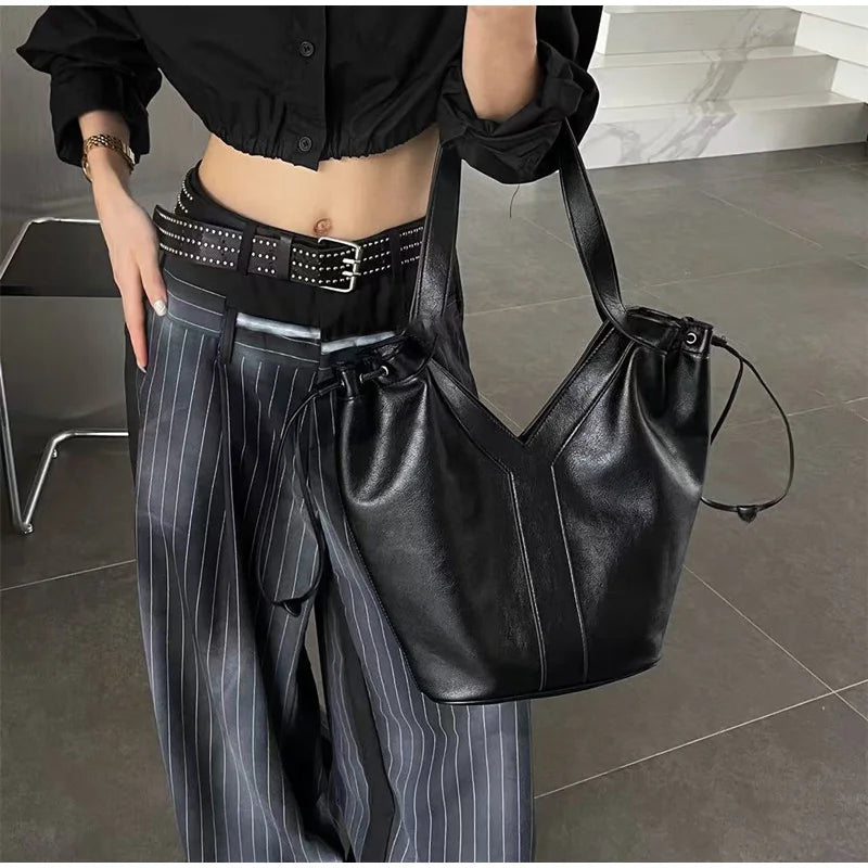 Y-shaped Women Handbag Versatile Simple Large-capacity Texture Tote Bag New Large-capacity Shoulder Bag Storage Bag Underarm Bag