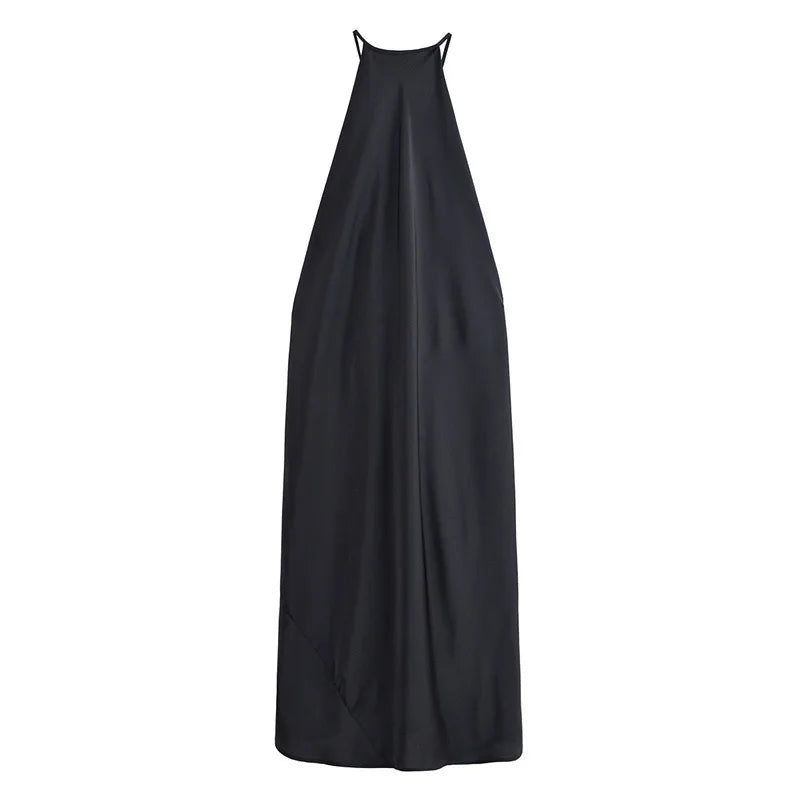 Sexy Halter Women's Dressess Elegant  Lace Up Backless Sleeveless Oversize Dress Female Summer New Lady Party Robes