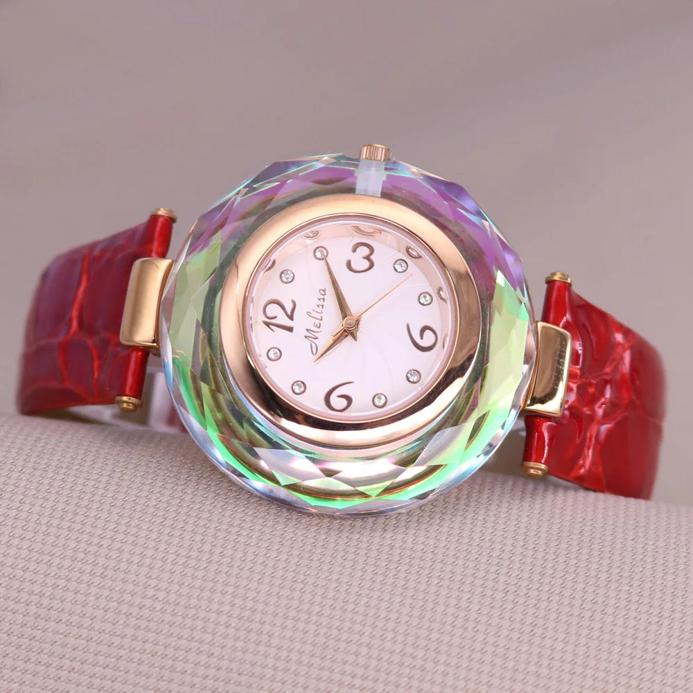 Top Luxury Crystal Melissa Lady Women's Watch Elegant Rhinestone Fashion Hours Dress Bracelet Clock Girl Birthday Gift Box