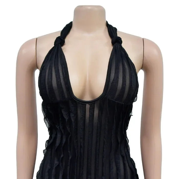 Elegant Jumpsuit for Women Streetwear Fashion Solid Backless Deep V-neck Sleeveless Conjoined Body Pants Y2k Summer 2025 New