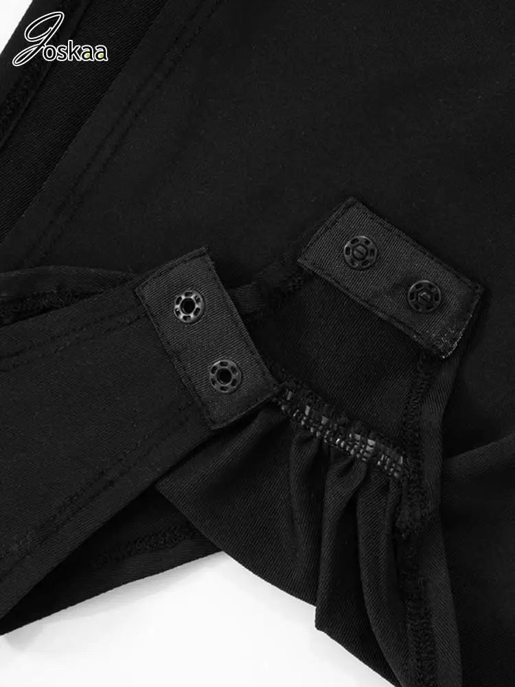 Joskaa 2025 Women's Black Two Piece Set Sexy Crew Neck Sleeveless Side Cutout Bodysuits and Bodycon Shorts Suits Y2K Streetwear