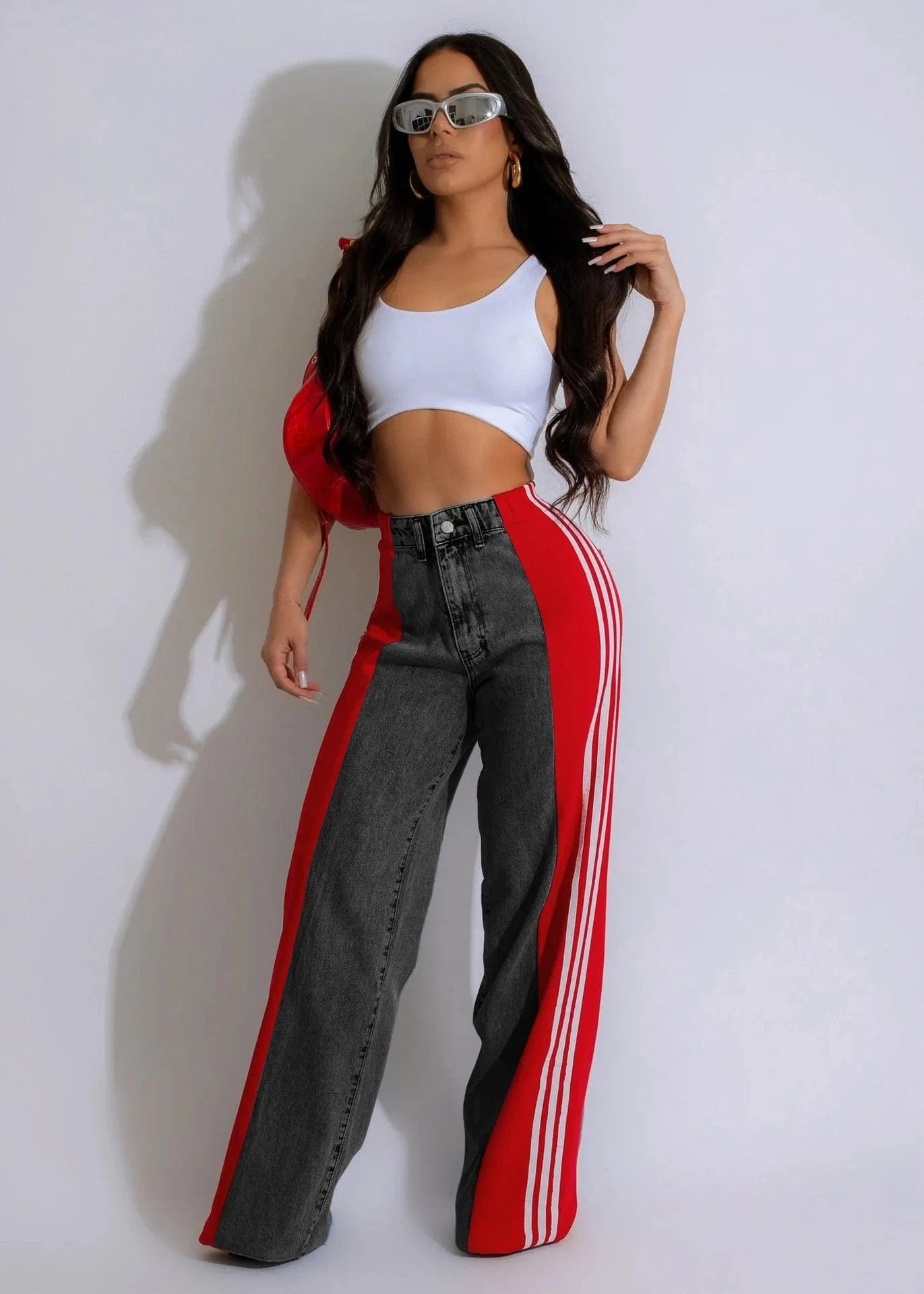 Wide Leg Jeans Cargo Pants Sexy Women High Waist Elegant Streetwear Denim Casual Straight Trousers
