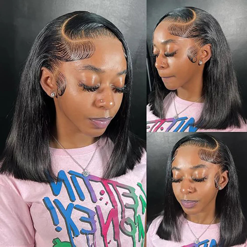 13X4 Bob Wig Bone Straight Bob Wig Lace Front Human Hair Wigs For Women Transparent Lace Frontal Wig Natural Wig Human Hair