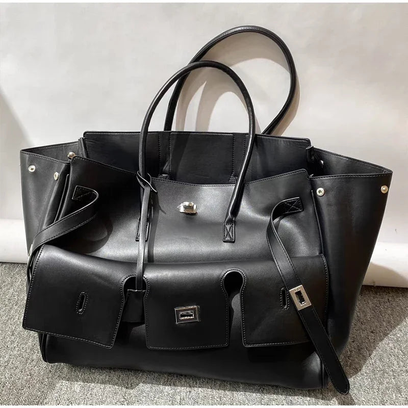 Luxury High Quality Tote Bag Brand Texture Lock Wing Bag Solid Color Simple New Horizontal Square Bag Women's Commuter Handbag