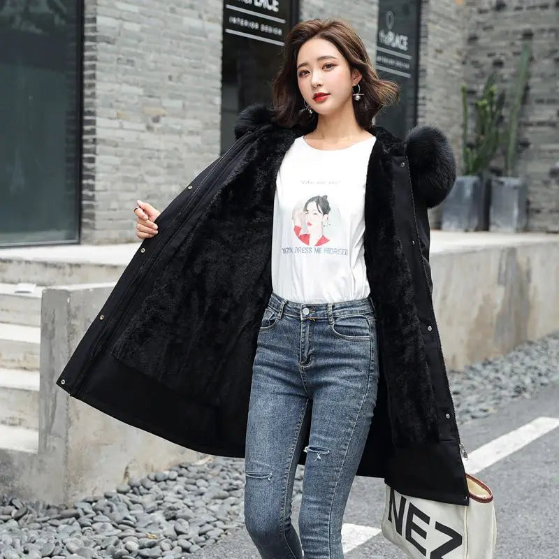 2025 New Parkas Women's Long Coat Winter Jacket Overcoming Plush Cotton Jacket