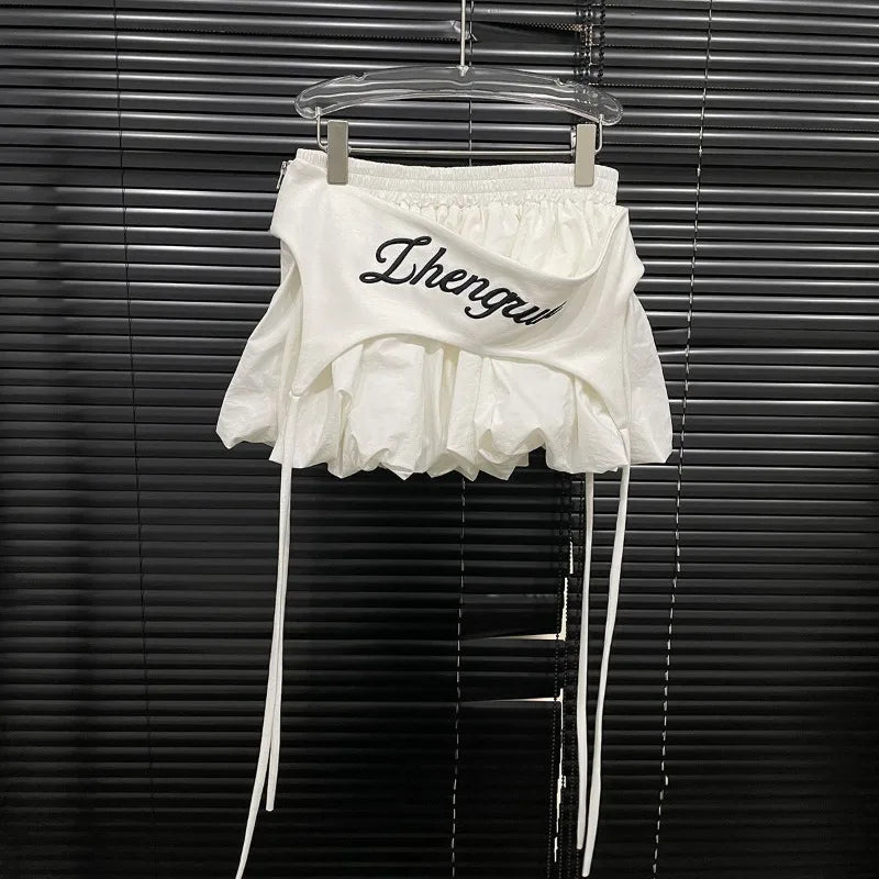 2025 Y2k Vintage Women's Layered Patchwork Streetwear Flower Bud Skirt High Elastic Waist Mini Skirts Female Trendy Fashion New