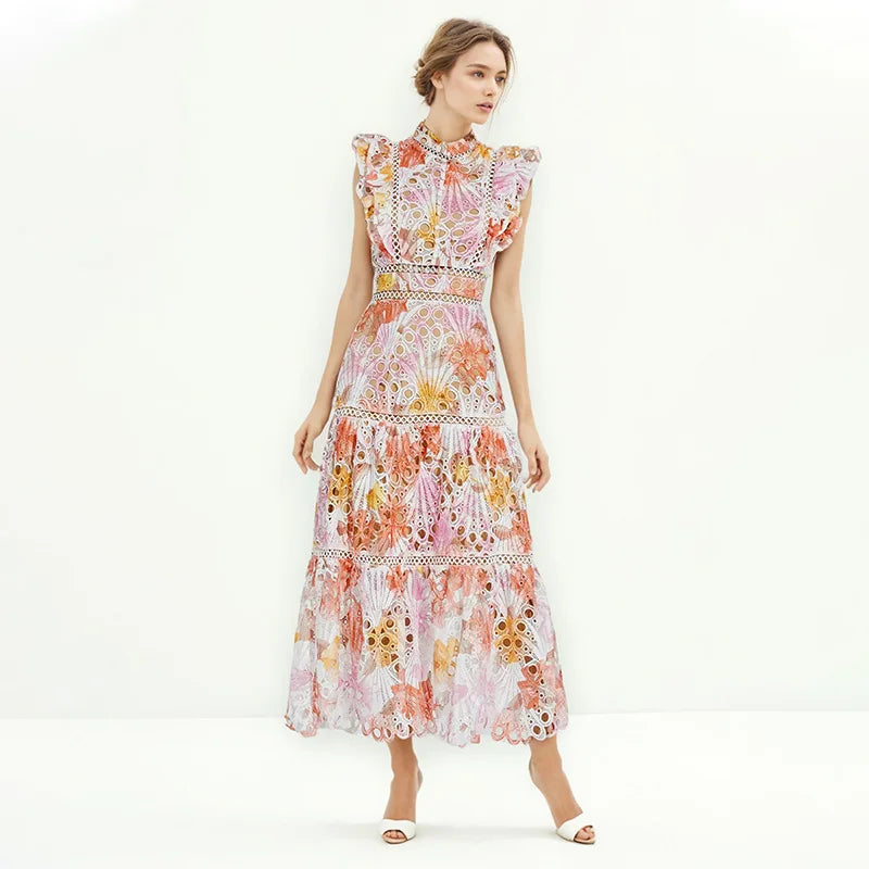 Embroidered Knee Length Dress