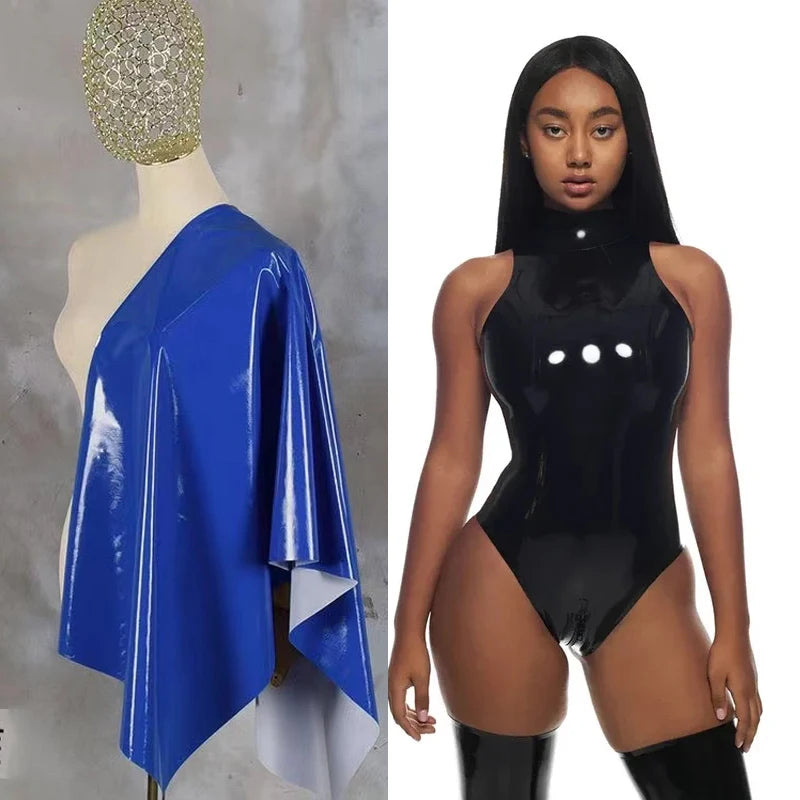 Classic High Neck Sleeveless Wet Look Bodysuit For Women