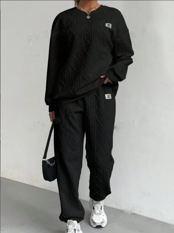 Casual Two Piece Sets Womens Outifits Streetwear Autumn and Winter 2024 New Long Sleeved Round Neck Hoodie and Y2k Pants Suit