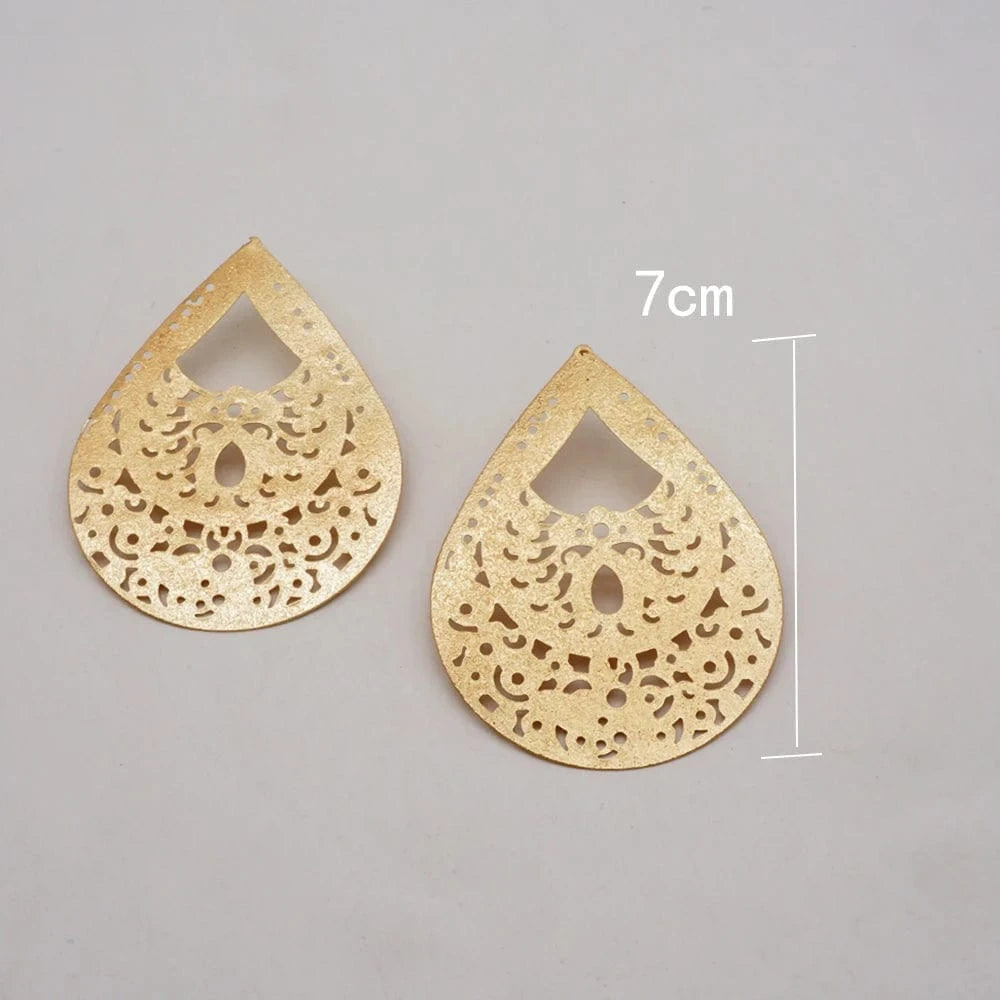 Fashion Jewelry Big Gold Color Round Geometric Earrings Dangle Drop Earrings For Women African Wedding Party Gifts