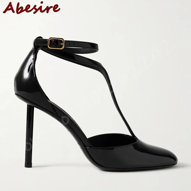 Elegant Crystal Buckle Strap Stiletto Pumps for Women
