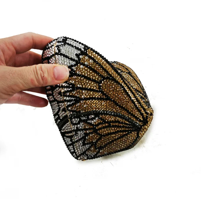 XIYUAN Butterfly Shaped Crystal Evening Bags Women Luxury Sparkling Rhinestone Clutch Purse Wedding Party Bridal Handbag Diamond