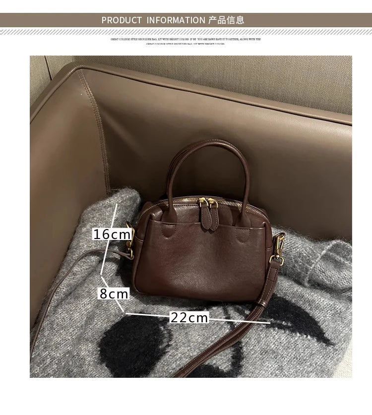 Women Natural Cow Leather Handbags Ladies High Quality Shoulder Bag Female Fashion Retro Luxury Designer Cowhide Crossbody Bags