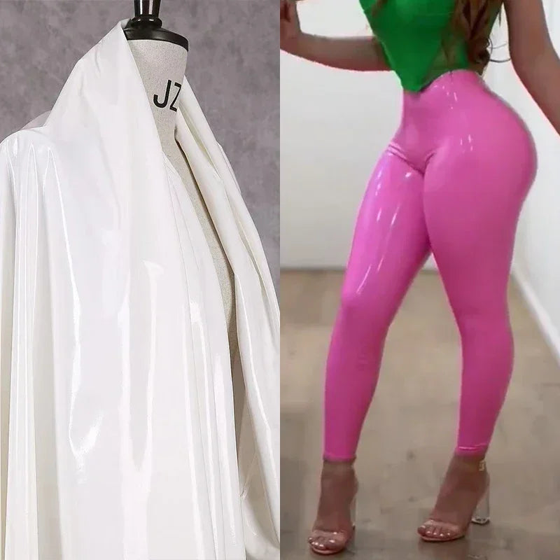 High Waist Faux Latex Bodycon Leggings Women Wet Look Shiny Patent Leather Pencil Pants Sexy Stretch Seameless Trousers Custom