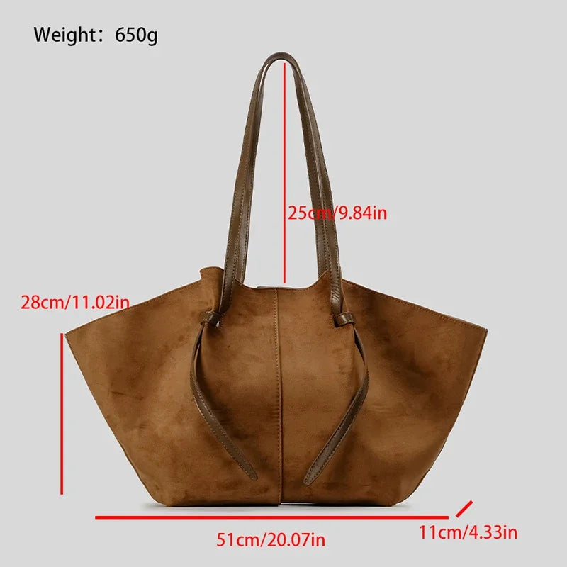 Luxury Frosted Ladies Tote Bag European American Style Wing-shaped Handbag High-end Suede Large-capacity Shoulder Bag Wing Bag