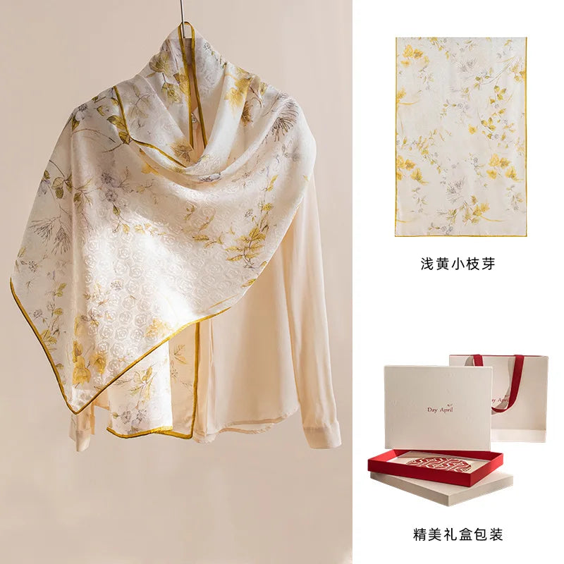 High-end women's new 100 mulberry silk scarf shawl cheongsam 170 * 55cm