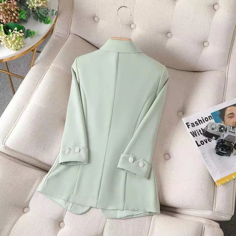 New 2025 Summer Women Blazers Coat Thin Suit Jacket for Women Short Slim Seven Point Suit, Single-layer