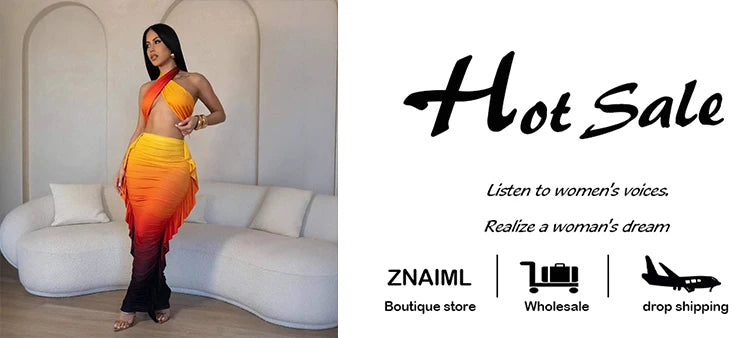 Znaiml Elegant Boho Vacation Print Dress Sets Women Puffle Pencil Skirts and Halter Crop Tops 2 Pieces Suits Summer Beach Outfit