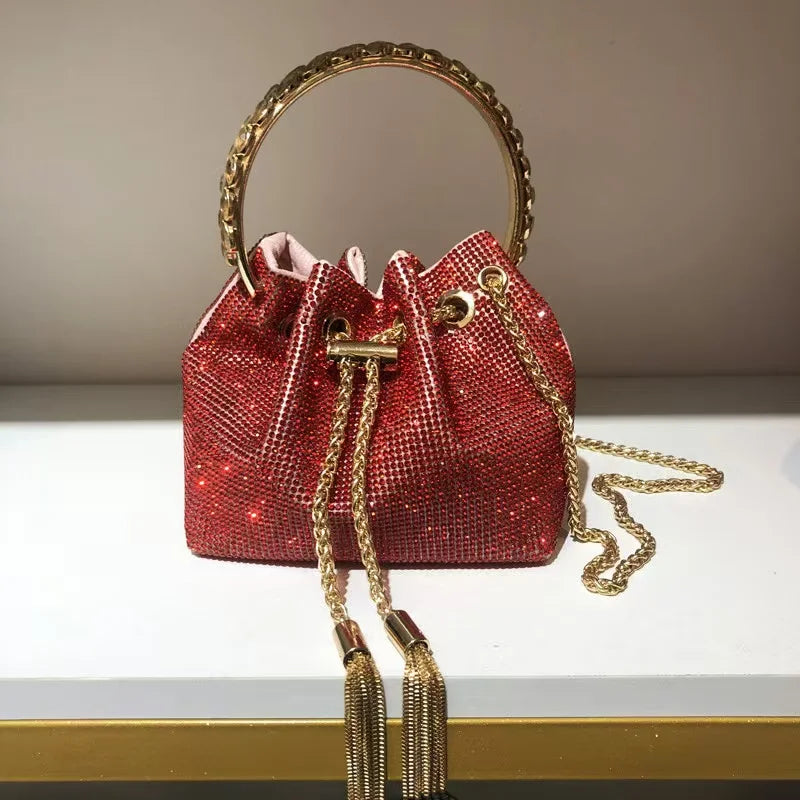 Luxury Designer Women's Handbag Crystal Shiny Rhinestones Diamond Evening Bag Wedding Party Clutch Purse Shoulder Crossbody Bag