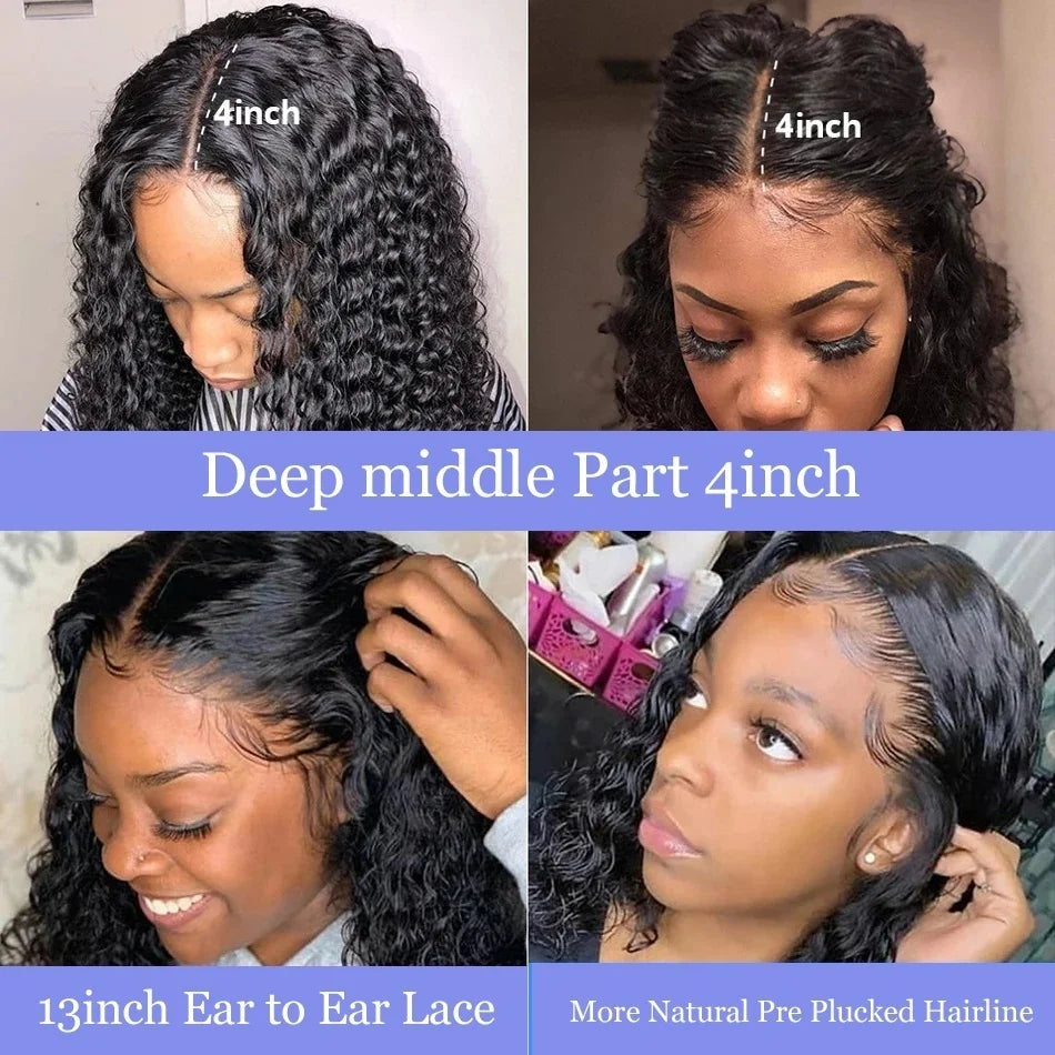 100% Curly Human Hair Glueless Wigs 13x6 Hd Lace Front Wig Jerry Burmese Curly Closure Frontal Short Bob Ready to Wear And Go