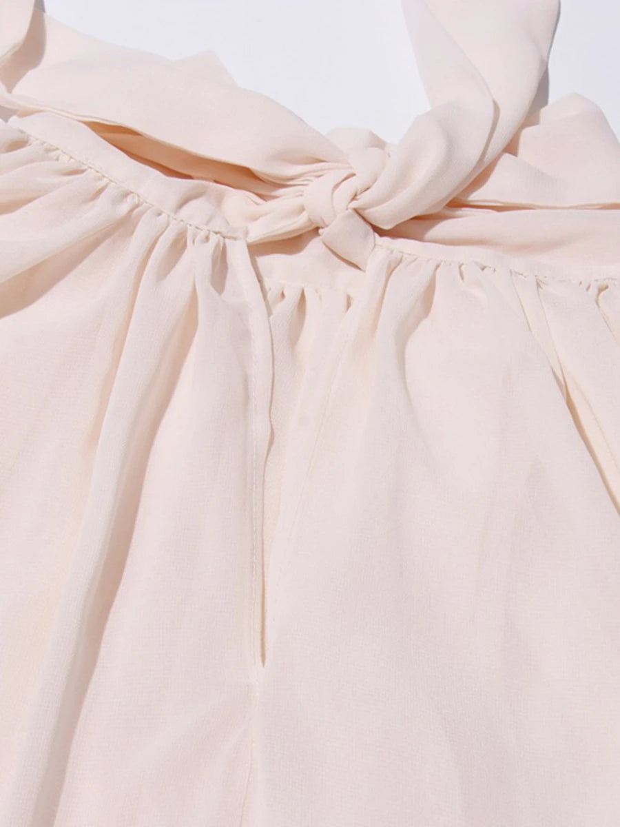 TWOTWINSTYLE Solid Loose Sheer Spliced Folds Fashion Blouses for Women High Neck Long Sleeves Irregular Blouse Female Clothing