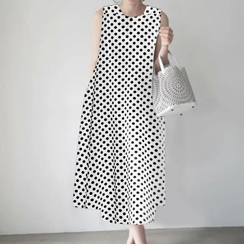 ZANZEA Bohemian Point Dot Printed Dress Women Summer Vestidos 2024 Elegant Sexy Sleeveless Casual Loose Vintage Beach Sundress