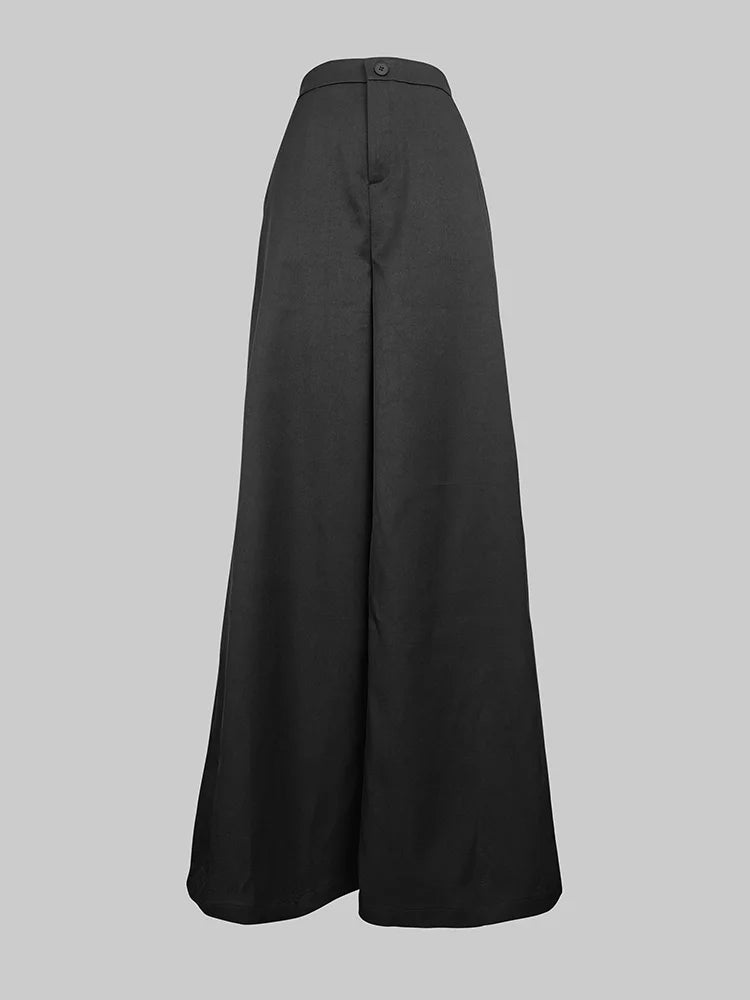 Beautyblue Women Loose Trousers Black Wide Leg Pants 2025 Fashion Spring Pocket Solid Color Casual Floor Mopping Bottoms Female