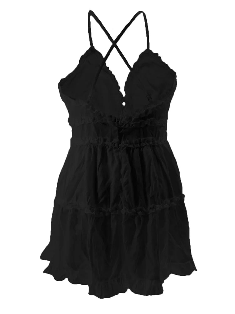 Wmstar Plus Size Dress Women Clothing Elegant Sexy Cut Strip V Neck Summer Clothes Hot Sale Mini Dresses Wholesale Dropshipping