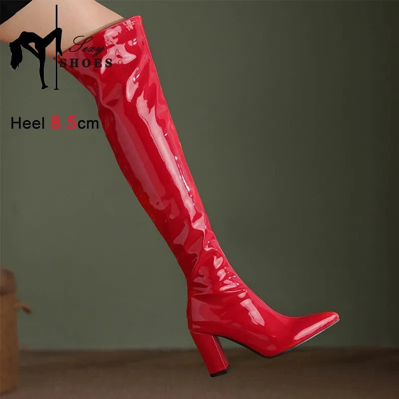 Sexy Over The Knee Boots Pointed Toe Zipper for Women