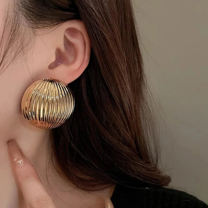 Metal Round Earrings Exaggerated Fashionable Style Geometric Jewelry Wholesale Girl