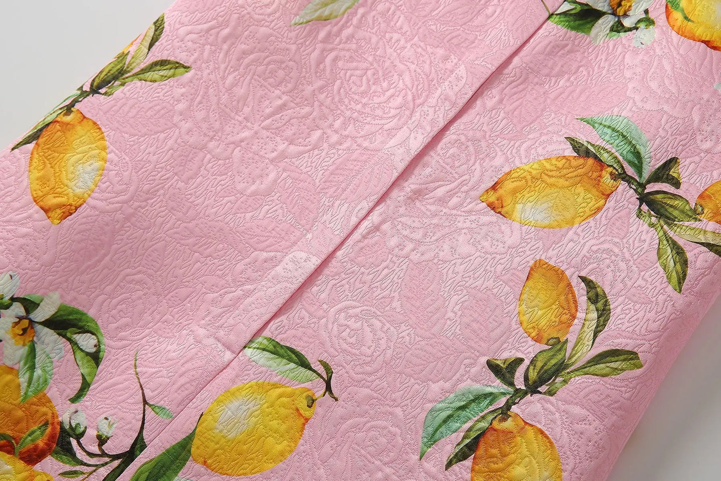 Vintage Jacquard Printed Lemon Vest A-line Dress Summer New Fashion Round Neck Sleeveless Slim Temperament Short Women's Dress