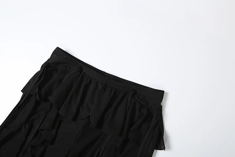 Weird Puss Irregular Tierred Flare Pants Women Y2K Patchwork See Through Summer Hipster Wild Basic Street Trend Classic Trousers