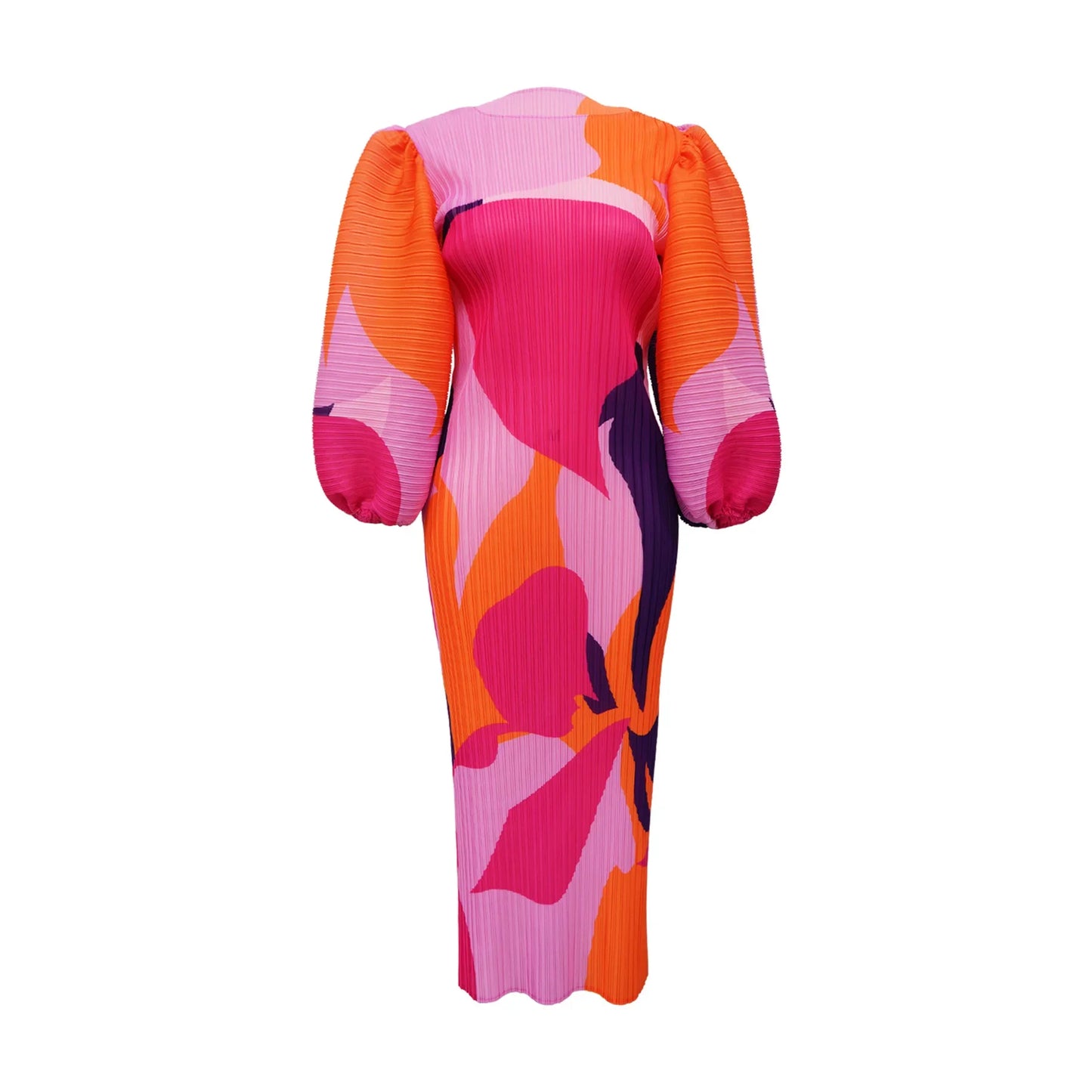 K10783 Cross-border Supply Amazon Fashionable Women's Clothing European American Style Lantern Sleeve Pleated Dress