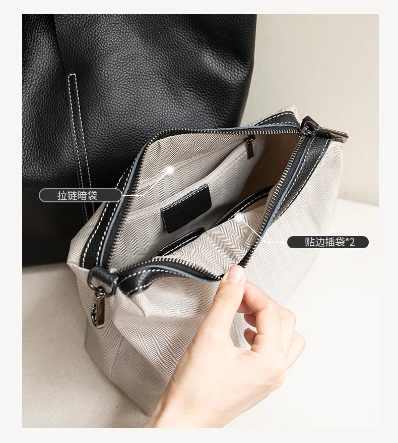 Bucket Bag Ladies Luxury Women Tote Bag Casual Genuine Cow Leather Shoulder Bags ladies Tote Handbags Big Shopper Bag for Female