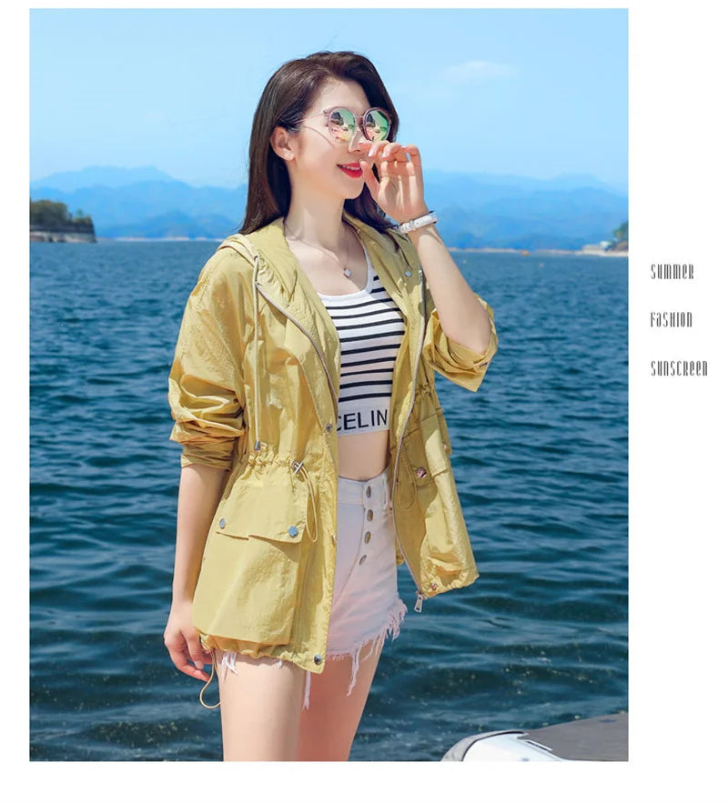 Women's Jacket With Hooded Sun Protection Clothing Women's Summer Thin Coat 2023 New Anti-Ultraviolet Breathable Shirt size 4XL