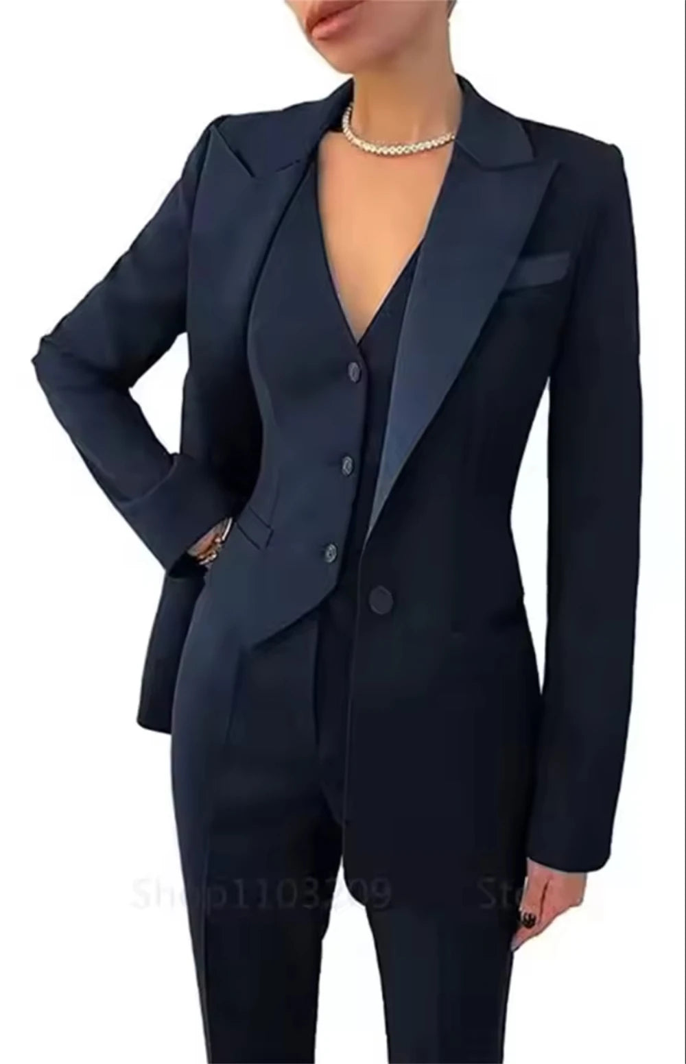Tailor Made Women's Suit Slim Fit Notch Lapel 3 Pcs Workplace Style Blazer Female Business Work Wear (Jacket+Vest+Pants)